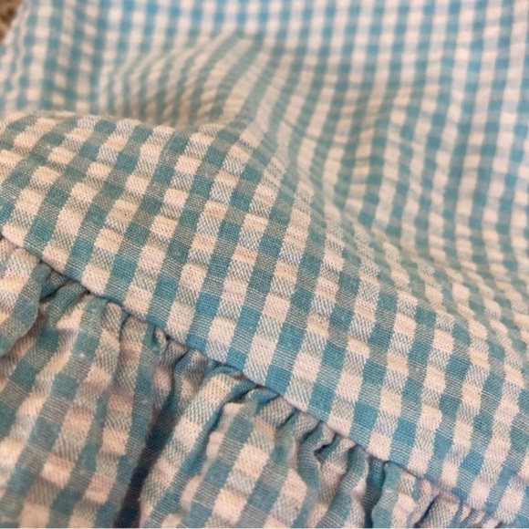 Rare Editions Beach Chair Blue White Gingham Seersucker Ruffled Dress Sz 24 mo - Picture 10 of 13